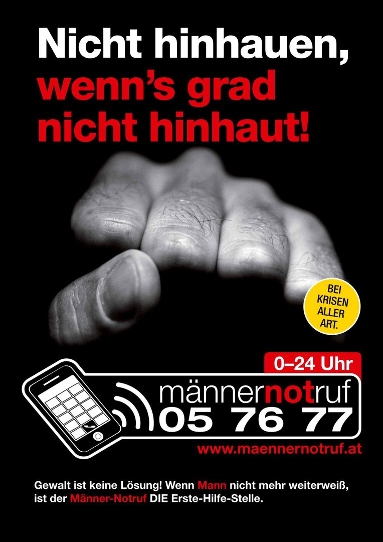 Männernotruf 05 76 77 bei Krisen aller Art: Nicht hinhauen, wenn's grad nicht hinhaut.